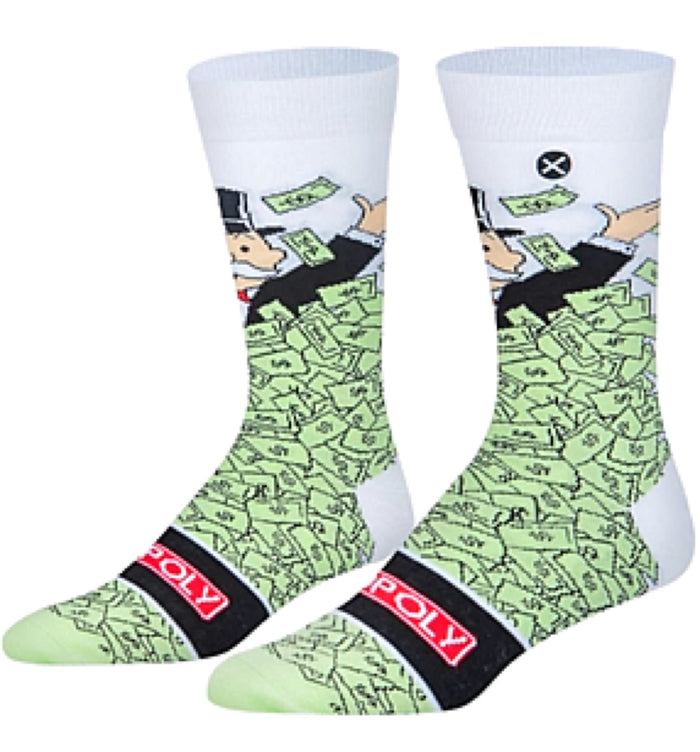 MONOPOLY Board Game Men’s WINDFALL OF CASH Socks ODD SOX Brand
