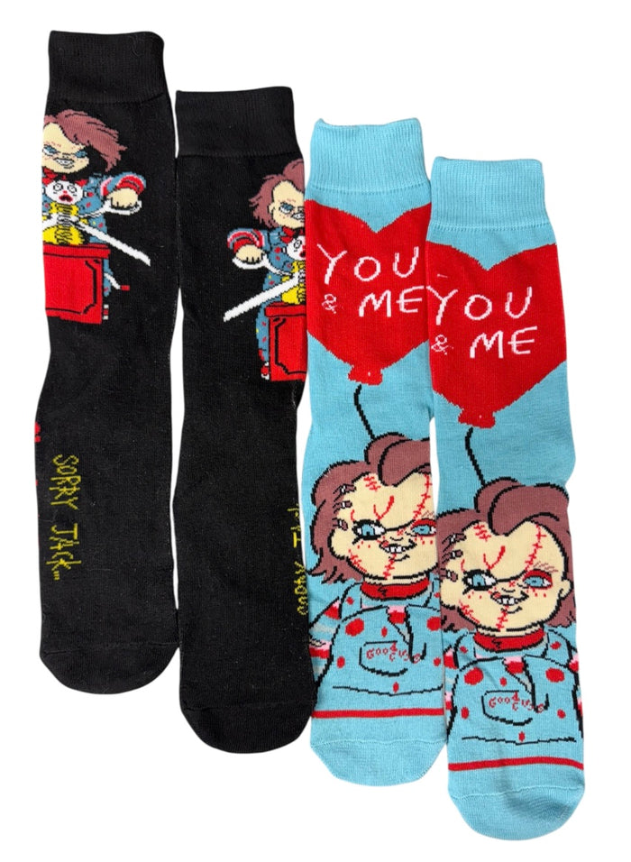 CHUCKY The Movie Men’s 2 Pair Of Socks ‘SORRY JACK.. CHUCKY’S BACK’