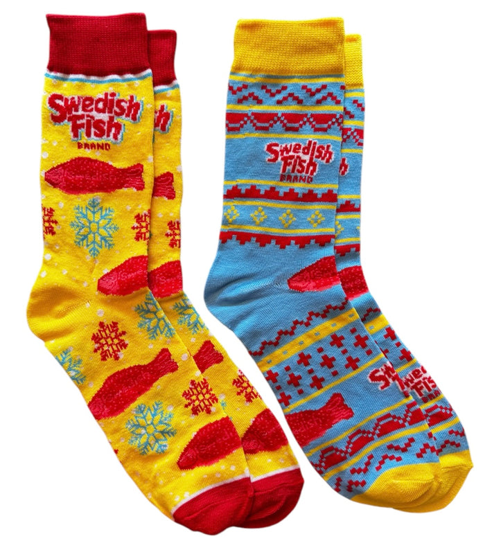 SWEDISH FISH CANDY Men’s 2 Pair Of Christmas Socks Cool Socks Brand