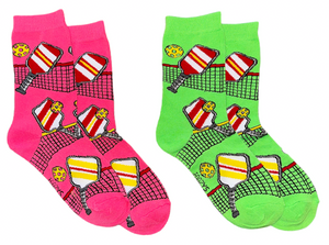 FOOZYS Brand Ladies PICKLEBALL PADDLE & BALL 2 Pair Of Socks - Novelty Socks And Slippers