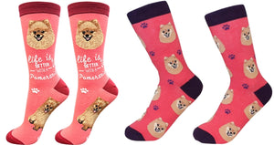 POMERANIAN Dog Unisex Socks By E&S Pets CHOOSE SOCK DADDY, HAPPY TAILS, LIFE IS BETTER - Novelty Socks for Less