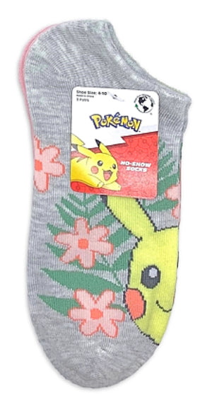 POKÉMON Ladies 3 Pair Of No Show Socks POKEBALL, EEVEE - Novelty Socks And Slippers