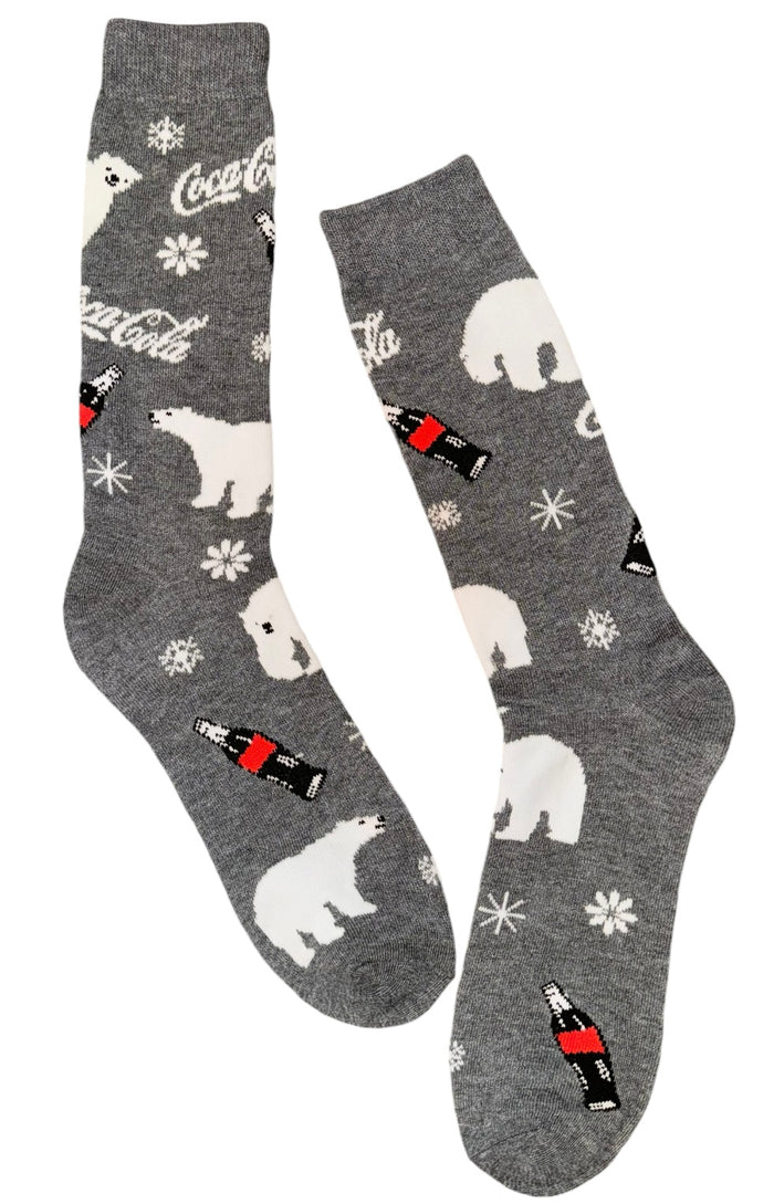 COCA-COLA Men’s Christmas Socks COKE BOTTLES & POLAR BEARS