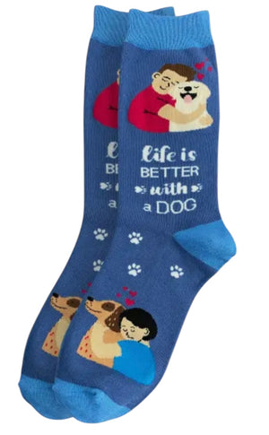 LIFE IS BETTER Brand Unisex LIFE IS BETTER WITH A DOG Socks By E&S Pets