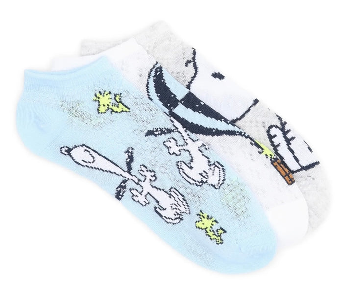 PEANUTS Ladies 3 Pair Of Snoopy & Woodstock No Show Socks