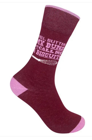 WELL BUTTER MY BUNS & CALL ME A BISCUIT Adult Unisex Socks FUNATIC Brand - Novelty Socks And Slippers