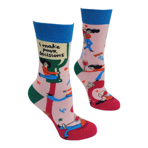 I MAKE POUR DECISIONS Ladies WINE Socks Fabdaz Brand - Novelty Socks And Slippers