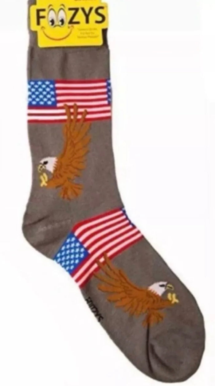 FOOZYS Brand Men’s AMERICAN FLAG & BALD EAGLE Socks