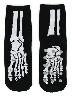 FOOT TRAFFIC Brand Ladies SKELETON BONES Non-Skid Slipper Socks