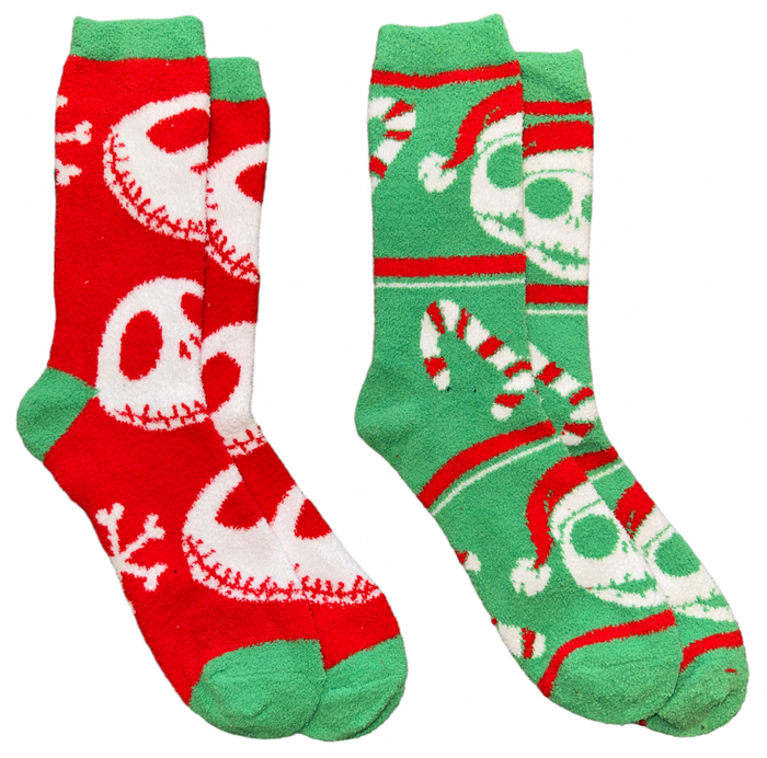 DISNEY THE NIGHTMARE BEFORE CHRISTMAS Ladies 2 Pair Of Fuzzy Socks JACK SKELLINGTON