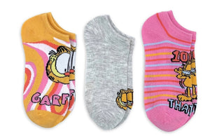 GARFIELD & ODIE Ladies 3 Pair Of No Show Socks ‘100% THAT CAT’ - Novelty Socks And Slippers