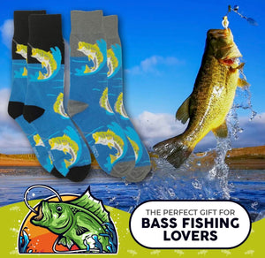 FOOZYS BRAND MEN’S 2 PAIR OF BASS FISHING SOCKS - Novelty Socks And Slippers