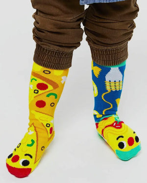 PALS SOCKS Brand Unisex PIZZA & PASTA Mismatched Gripper Bottom Socks (CHOOSE SIZE) - Novelty Socks And Slippers