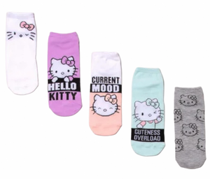 SANRIO HELLO KITTY Ladies 5 Pair Of No Show Socks ‘CUTENESS OVERLOAD’ - Novelty Socks And Slippers