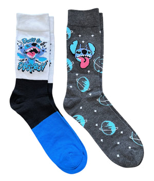 DISNEY STITCH Men’s 2 Pair Of Socks ‘BUILT TO DESTROY’ - Novelty Socks And Slippers