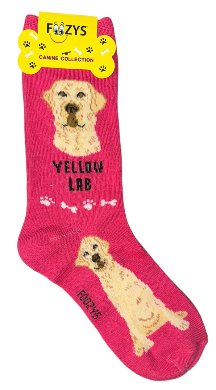 FOOZYS Brand Ladies YELLOW LABRADOR RETRIEVER Dog Socks