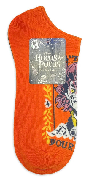 HOCUS POCUS LADIES 2 PAIR OF NO SHOW SOCKS ‘DON’T LOSE YOUR HEAD’