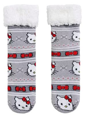 SANRIO HELLO KITTY Ladies Sherpa Lined Gripper Bottom Slipper Socks - Novelty Socks for Less