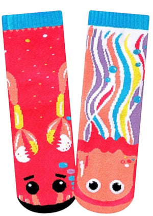 PALS SOCKS Brand Unisex CRAB & JELLYFISH Mismatched Gripper Bottom Socks (CHOOSE SIZE) - Novelty Socks for Less
