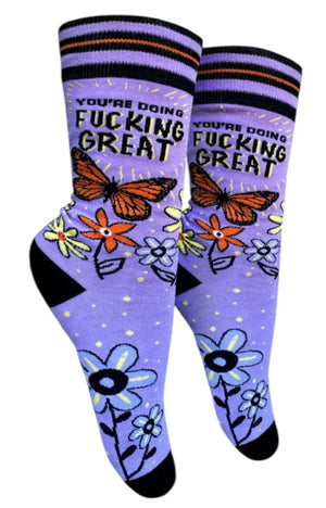 GROOVY THINGS Co. Brand Ladies YOU’RE DOING FUCKING GREAT Socks - Novelty Socks And Slippers