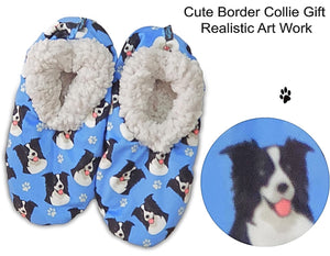 COMFIES BRAND Ladies BORDER COLLIE DOG Non-Skid SLIPPERS - Novelty Socks for Less