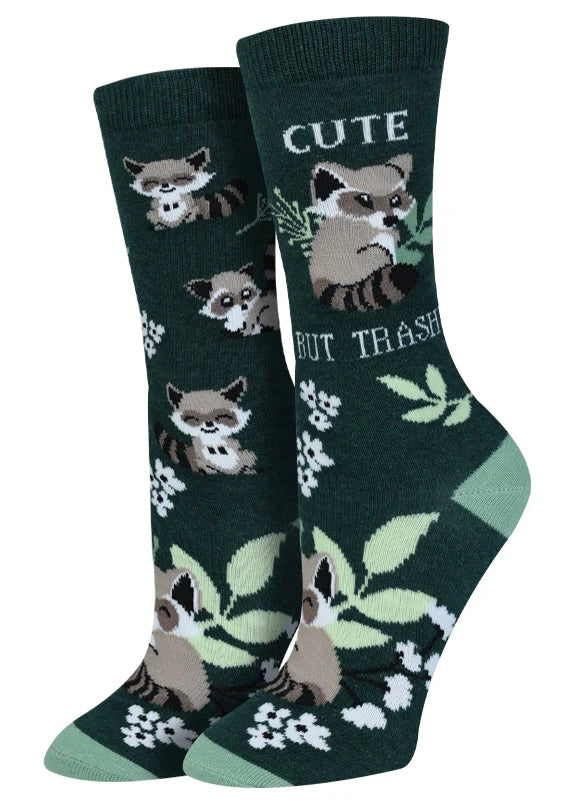 SOCK HARBOR Brand Ladies RACOON Socks ‘CUTE BUT TRASHY’