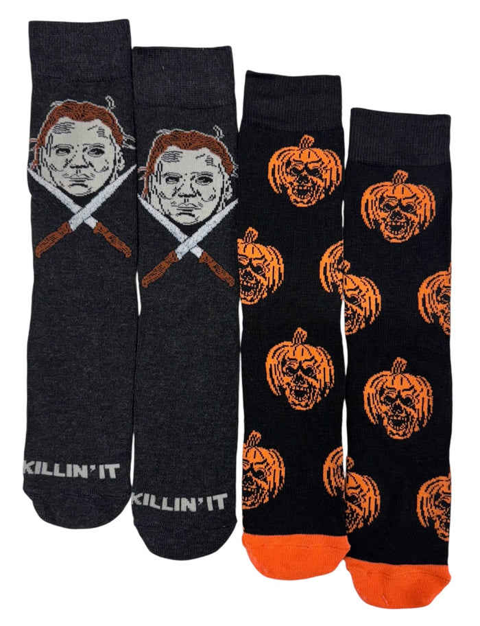 HALLOWEEN II Men’s 2 Pair Of MICHAEL MYERS Socks ‘KILLIN’ IT’