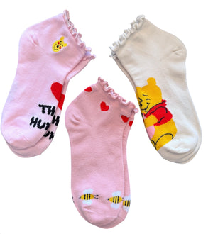 DISNEY WINNIE THE POOH Ladies 3 Pair Of VALENTINES DAY Socks ‘LOVE THAT HUNNY’ - Novelty Socks And Slippers