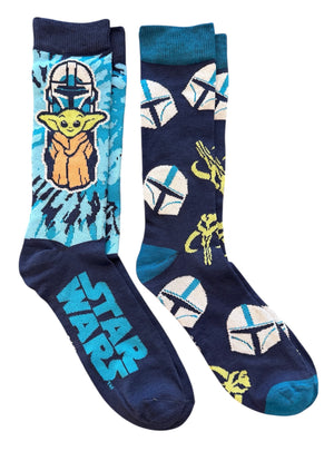 STAR WARS THE MANDALORIAN MEN’S 2 PAIR OF SOCKS BABY YODA - Novelty Socks And Slippers