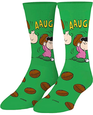 PEANUTS Unisex CHARLIE BROWN FOOTBALL With LUCY COOL SOCKS Brand - Novelty Socks for Less