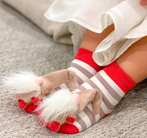 BOOGIE TOES Brand Unisex Baby CHRISTMAS ELF Rattle Gripper Bottom Socks By PIERO LIVENTI - Novelty Socks for Less