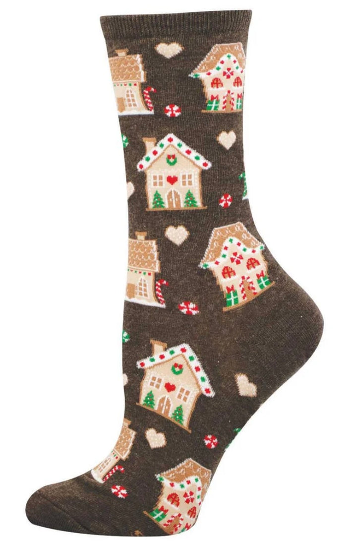 GINGERBREAD HOUSE Ladies Christmas Socks SOCKSMITH Brand