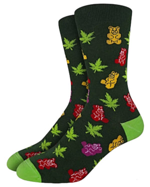 GOOD LUCK SOCK Brand Men’s WEED GUMMIES Socks - Novelty Socks for Less