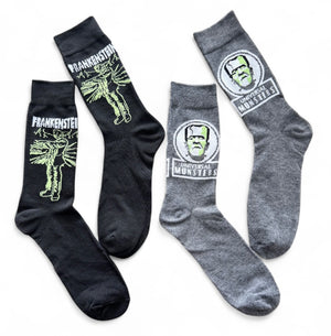 FRANKENSTEIN MEN’S 2 PAIR OF HALOWEEN SOCKS UNIVERSAL MONSTERS - Novelty Socks And Slippers