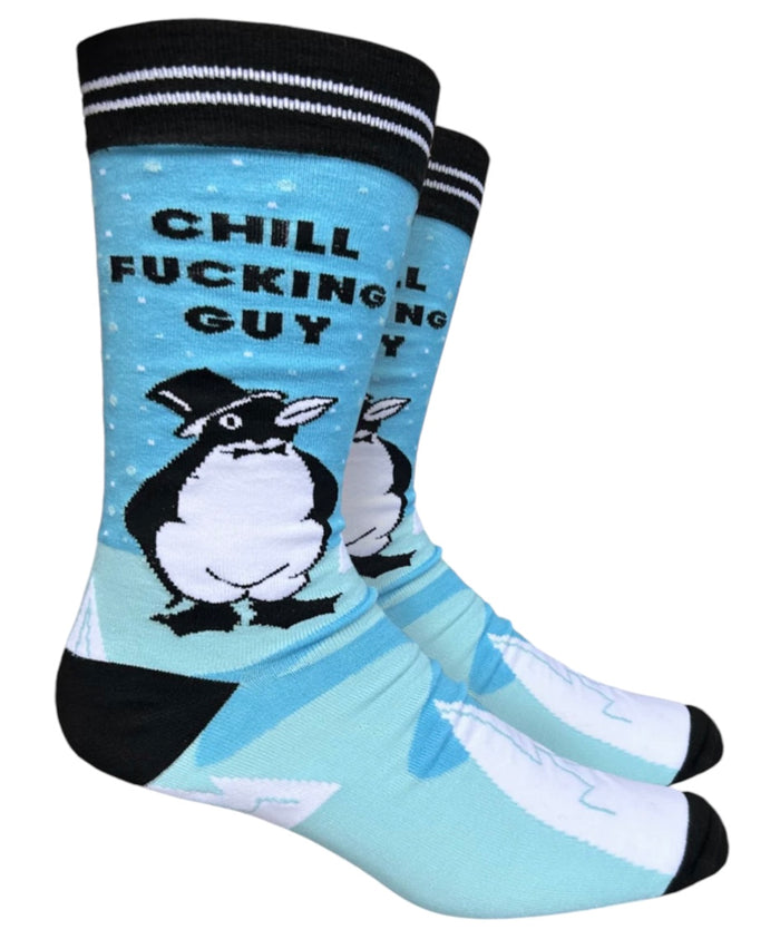 GROOVY THINGS CO Brand Men’s PENGUIN Socks CHILL FUCKING GUY