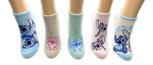 DISNEY LILO & STITCH Ladies 5 Pair Of No Show Socks STITCH & ANGEL - Novelty Socks And Slippers