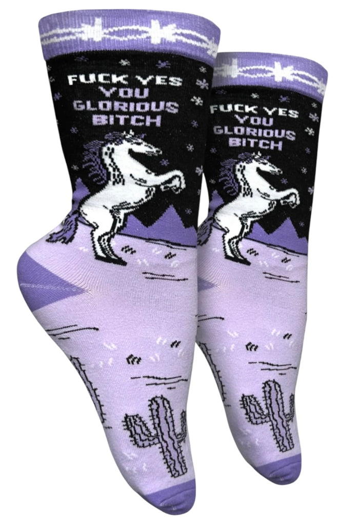 GROOVY THINGS CO. Brand Ladies FUCK YES YOU GLORIOUS BITCH Socks