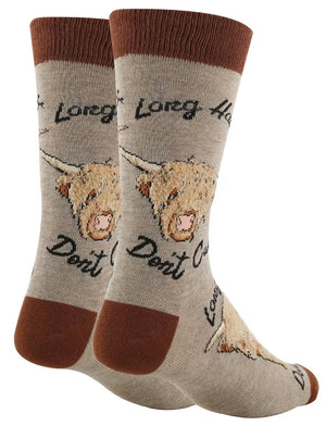 OOOH YEAH Brand Men’s BULL Socks 'LONG HAIR DON’T CARE' - Novelty Socks And Slippers