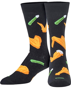 COOL SOCKS Men’s BUFFALO HOT WINGS & CELERY SOCKS - Novelty Socks for Less