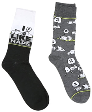 PEANUTS Men’s 2 Pair Of SNOOPY Socks ‘I LIKE NAPS’ - Novelty Socks for Less