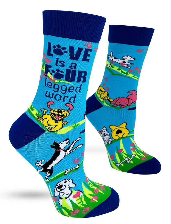 FABDAZ Brand Ladies LOVE IS A FOUR LEGGED WORD Socks (CHOOSE COLOR)