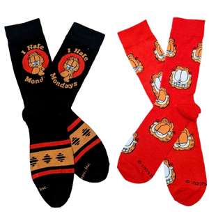 GARFIELD & ODIE Unisex 2 Pair Of Socks ‘I HATE MONDAYS’ ODD SOX Brand - Novelty Socks And Slippers