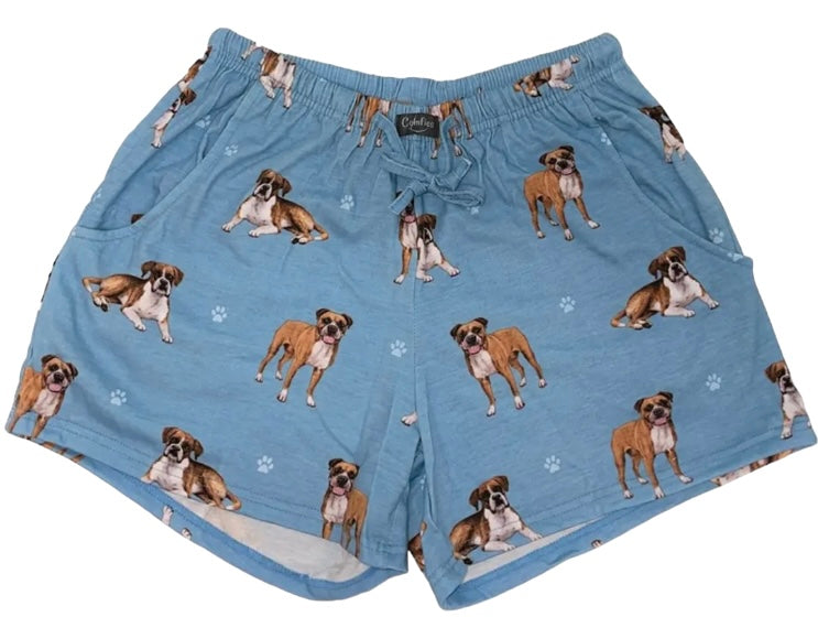 COMFIES LOUNGE PJ SHORTS Ladies BOXER Dog By E&S PETS - Novelty Socks And Slippers