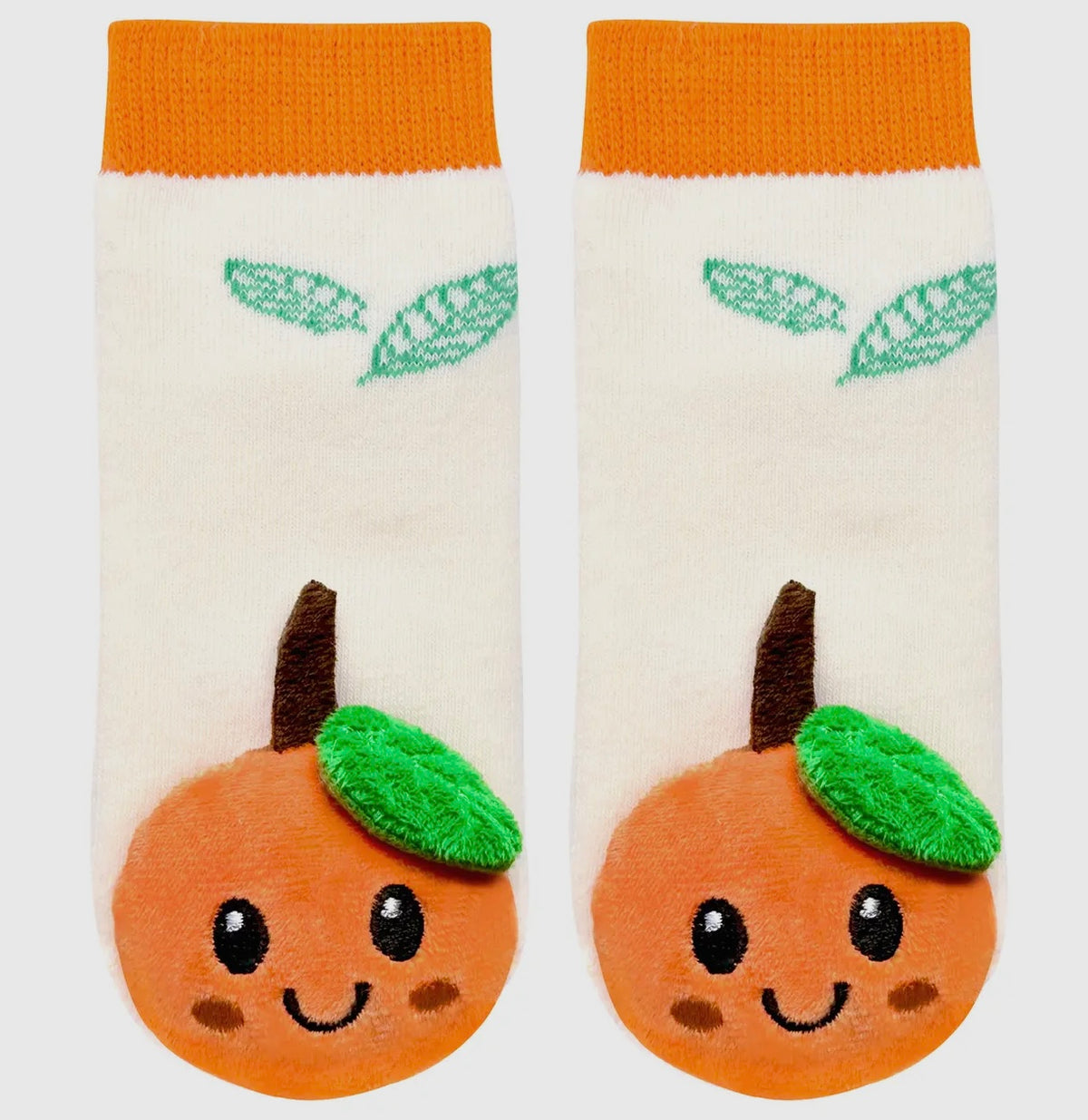 BOOGIE TOES Unisex Baby SMILING ORANGE Gripper Bottom Rattle Socks By Piero Liventi (CHOOSE SIZE) - Novelty Socks And Slippers