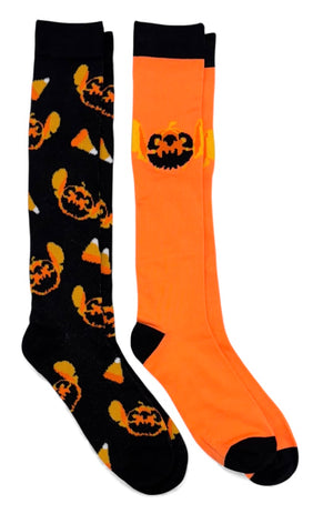 DISNEY LILO & STITCH 2 Pair Of HALLOWEEN Knee High Socks Stitch & Candy Corn - Novelty Socks And Slippers