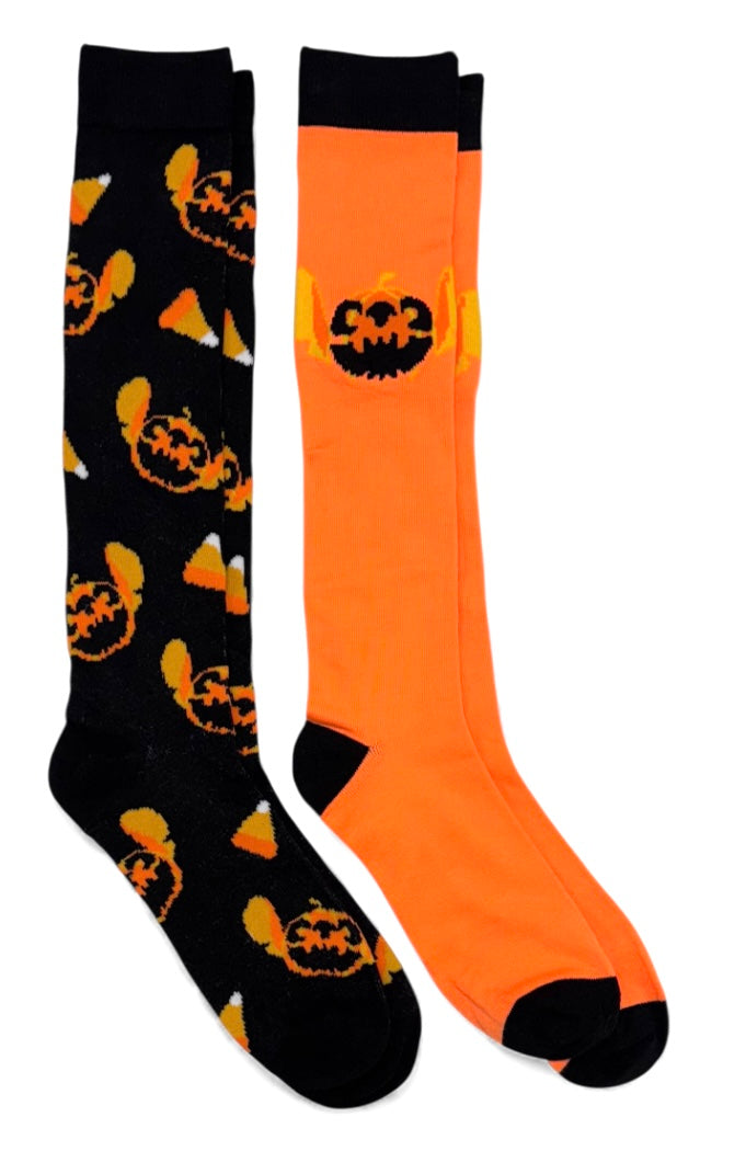 DISNEY LILO & STITCH 2 Pair Of HALLOWEEN Knee High Socks Stitch & Candy Corn