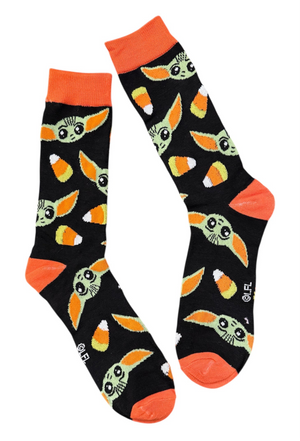 STAR WARS Men’s BABY YODA HALLOWEEN Socks CANDY CORN ALL OVER - Novelty Socks And Slippers