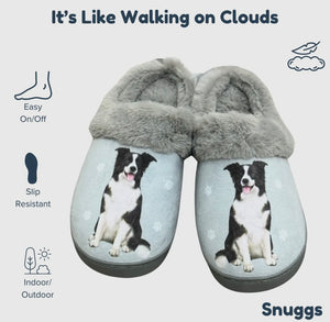 SNUGGS Memory Foam BORDER COLLIE Dog Non Slip Slippers By E&S Pets (Choose Size)