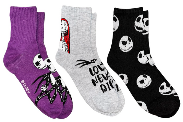 DISNEY Ladies Nightmare Before Christmas 3 Pair Of Valentines Day Socks ‘LOVE NEVER DIES’