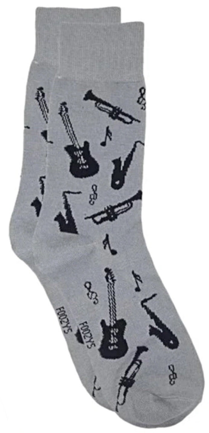 FOOZYS Brand Men’s MUSICAL INSTRUMENTS Socks SAXOPHONE, TRUMPET, GUITARS